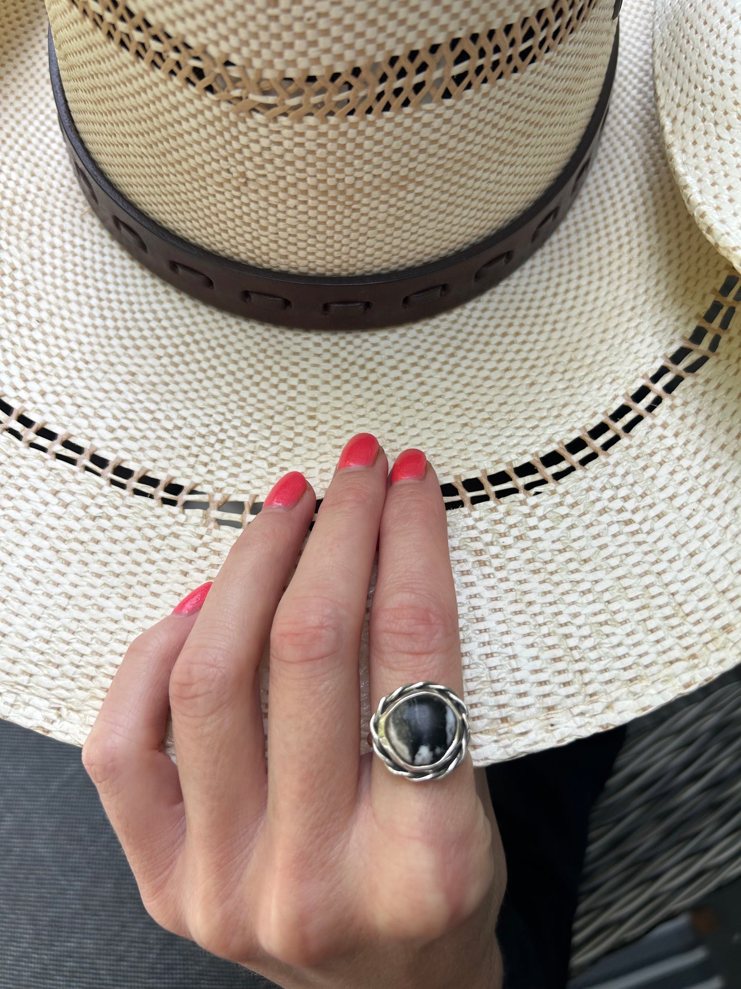 The Tadeo Ring, White Buffalo, Hand Twisted Wire, Simple Band, US 7 1/4