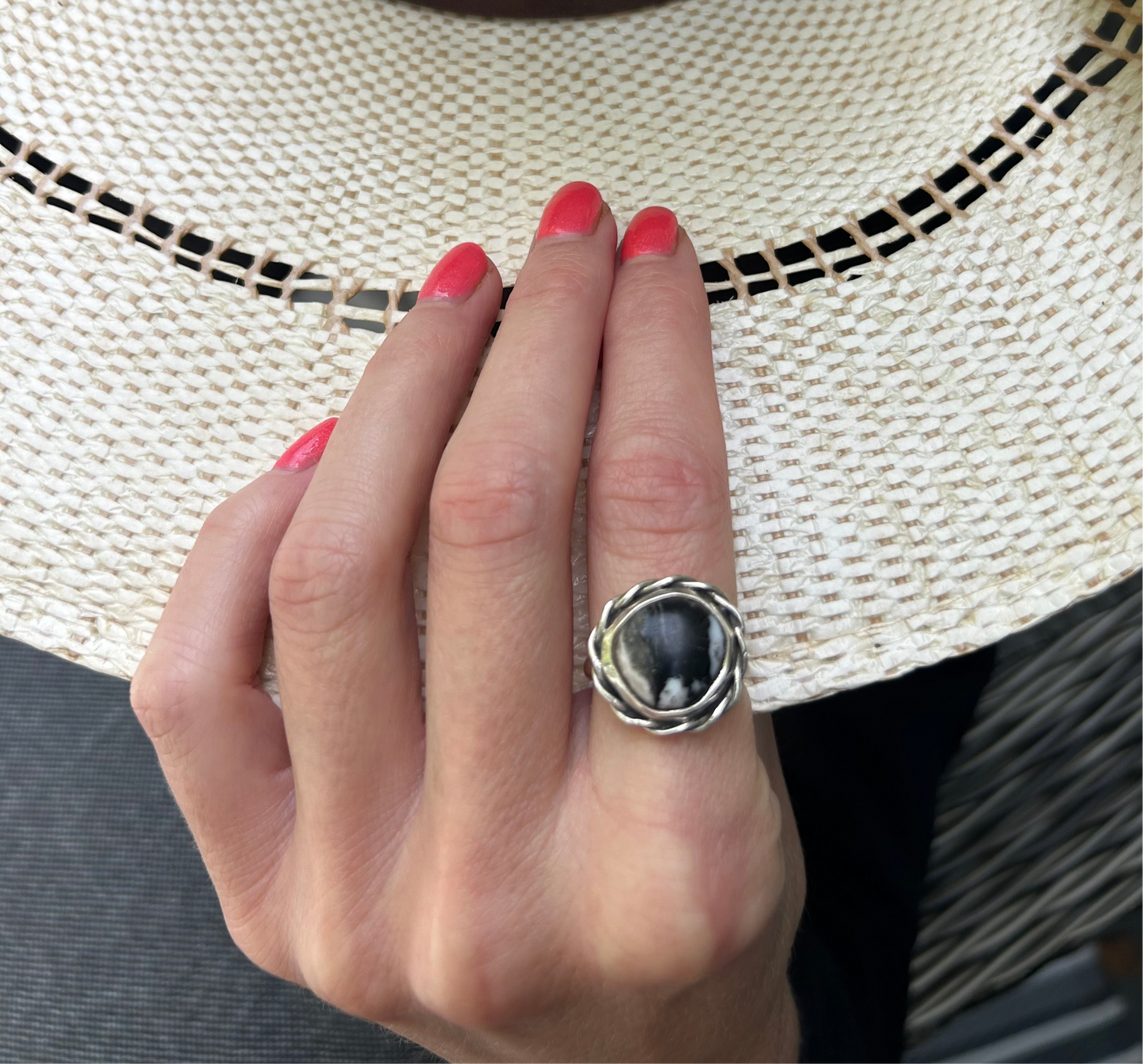 The Tadeo Ring, White Buffalo, Hand Twisted Wire, Simple Band, US 7 1/4