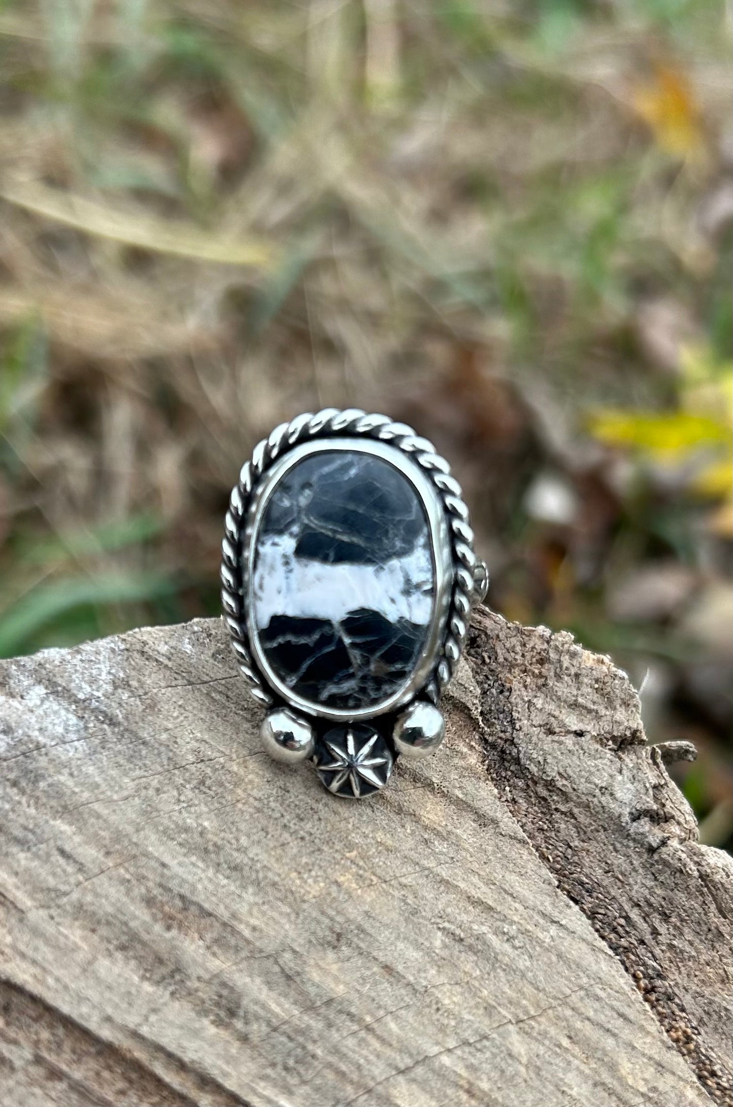 The Cato Ring, White Buffalo & Sterling Silver, US Size 8