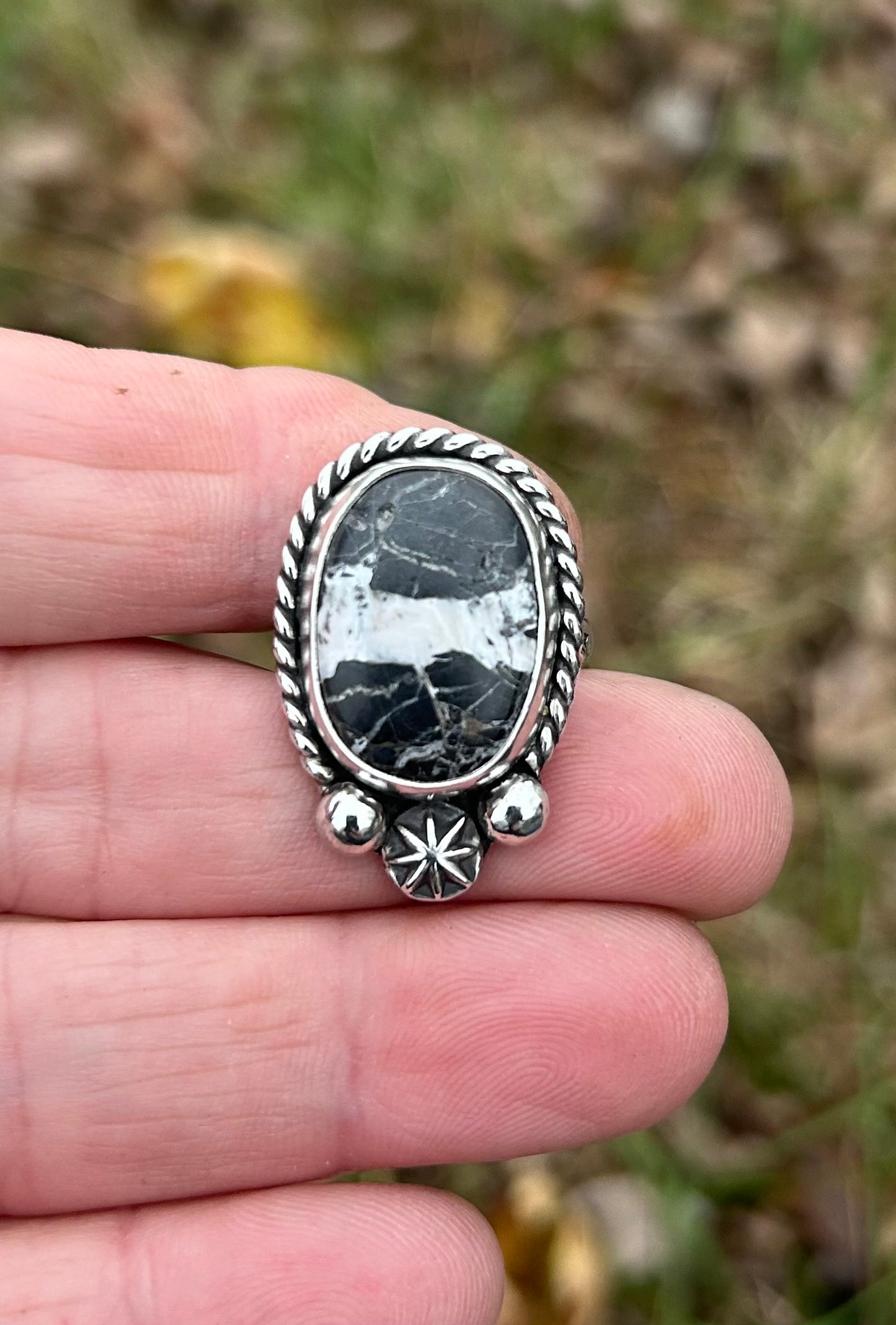 The Cato Ring, White Buffalo & Sterling Silver, US Size 8