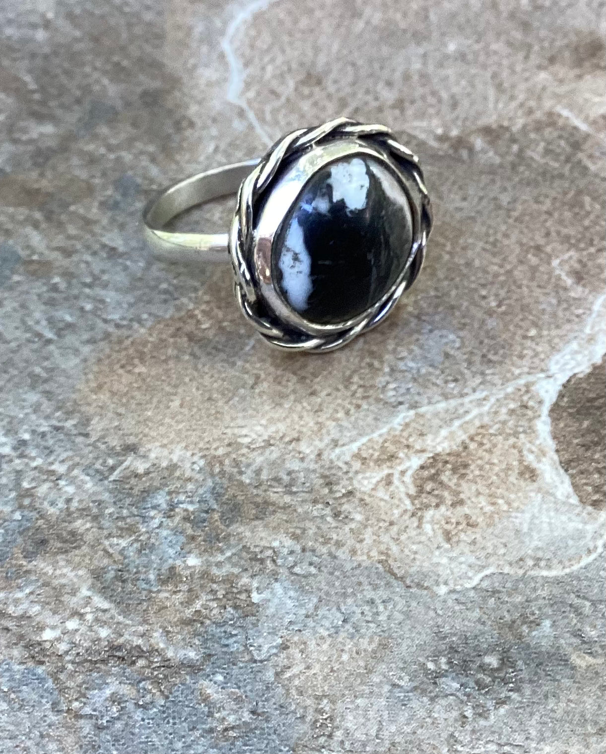 The Tadeo Ring, White Buffalo, Hand Twisted Wire, Simple Band, US 7 1/4