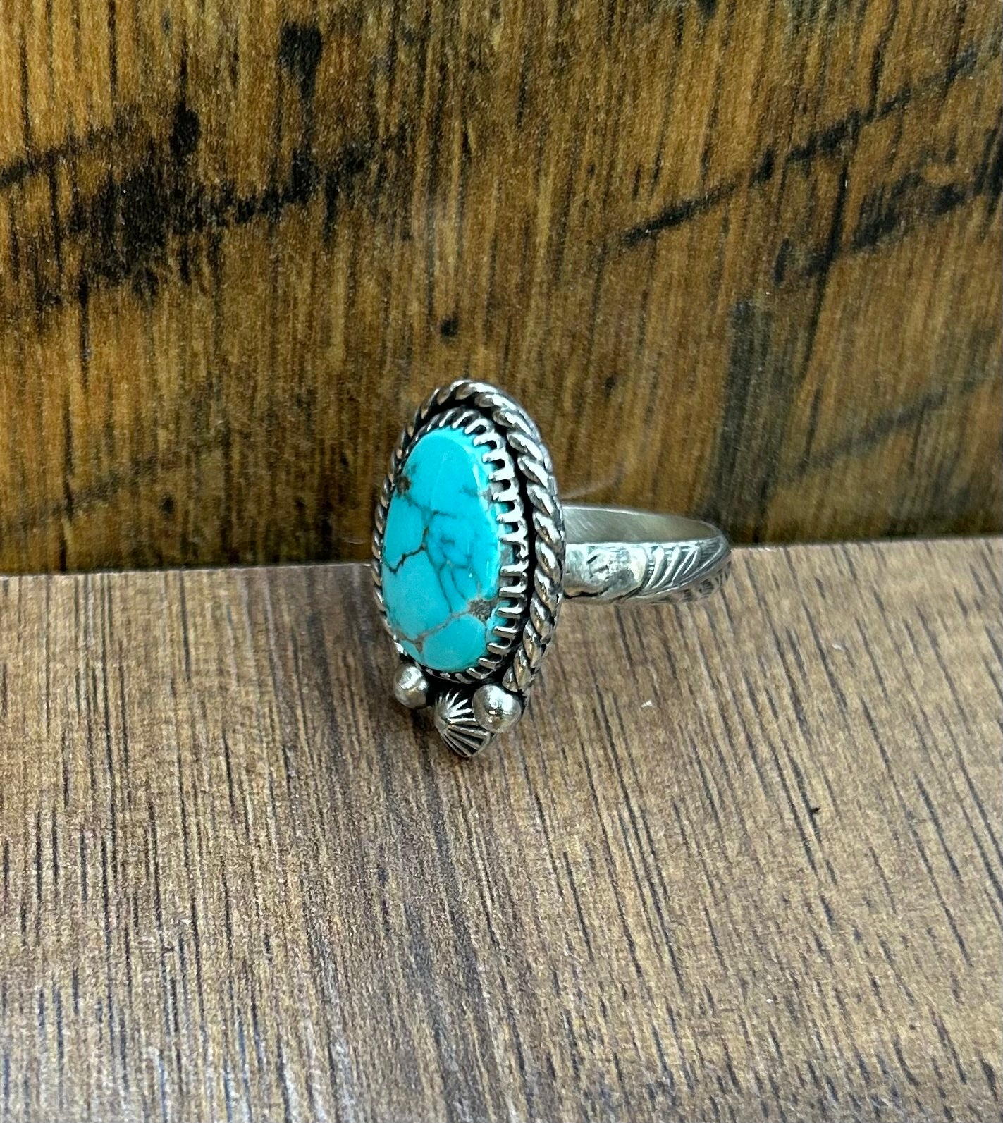 The Forrest Ring, Sierra Nevada Turquoise & Solid Sterling Silver, US Size 7 3/4