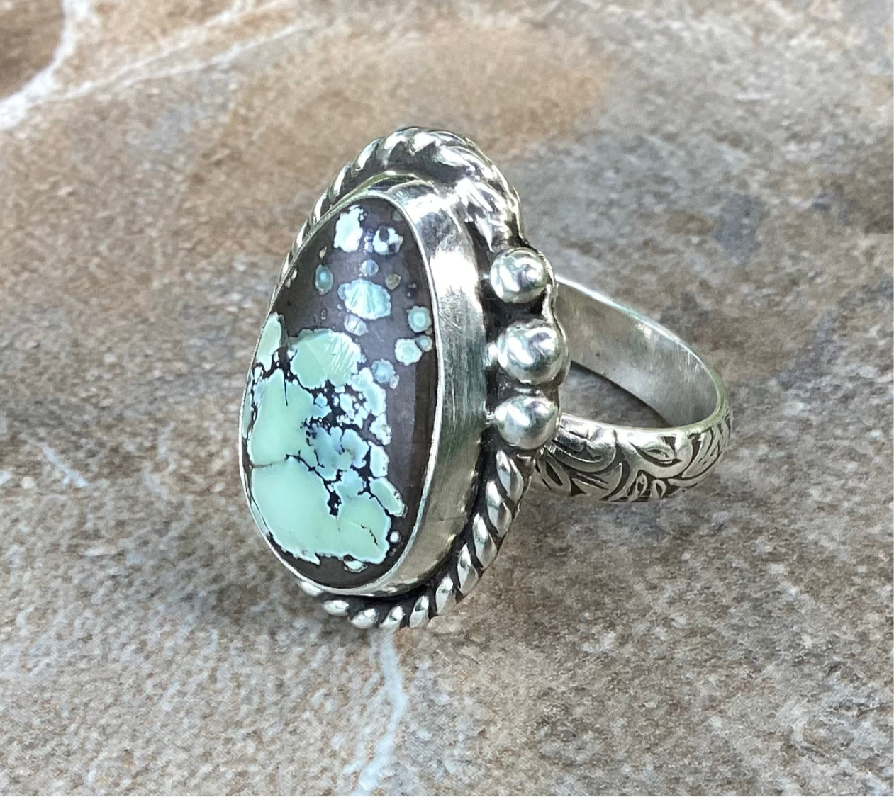 Poseidon Variscite Ring, US 7.5