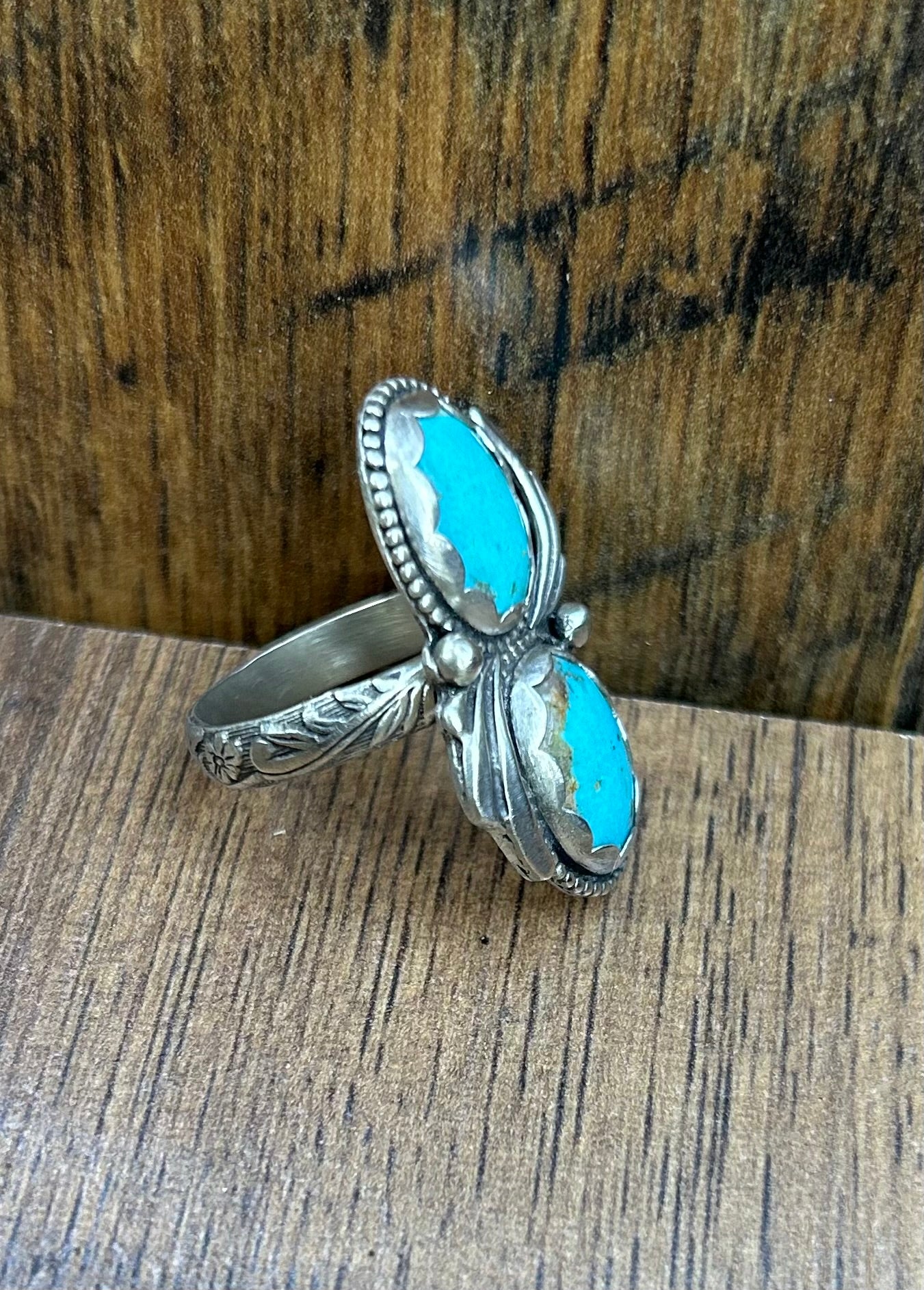 The Lupin Ring, Royston Turquoise & Solid Sterling Silver, US Size 8