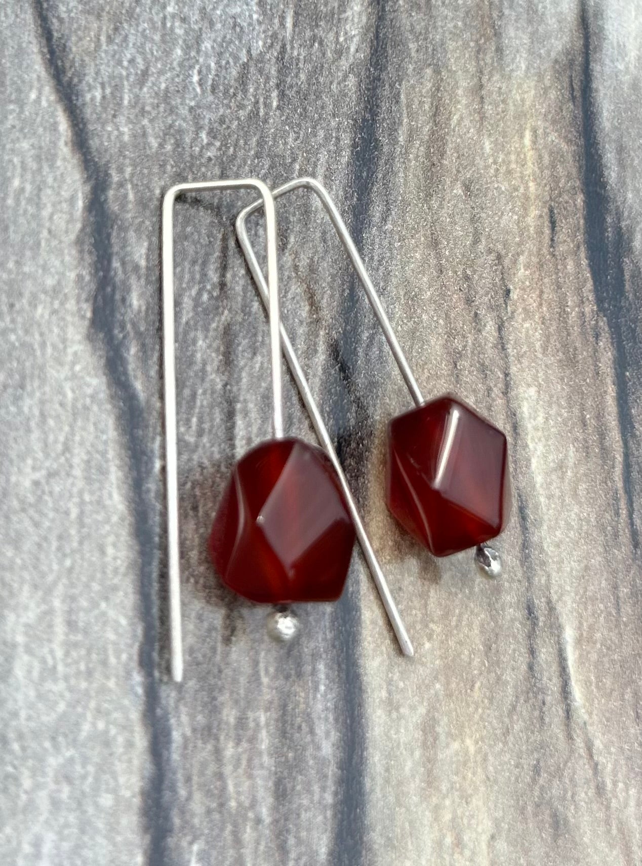 The Andia Earrings, Carnelian and Sterling Silver Earrings