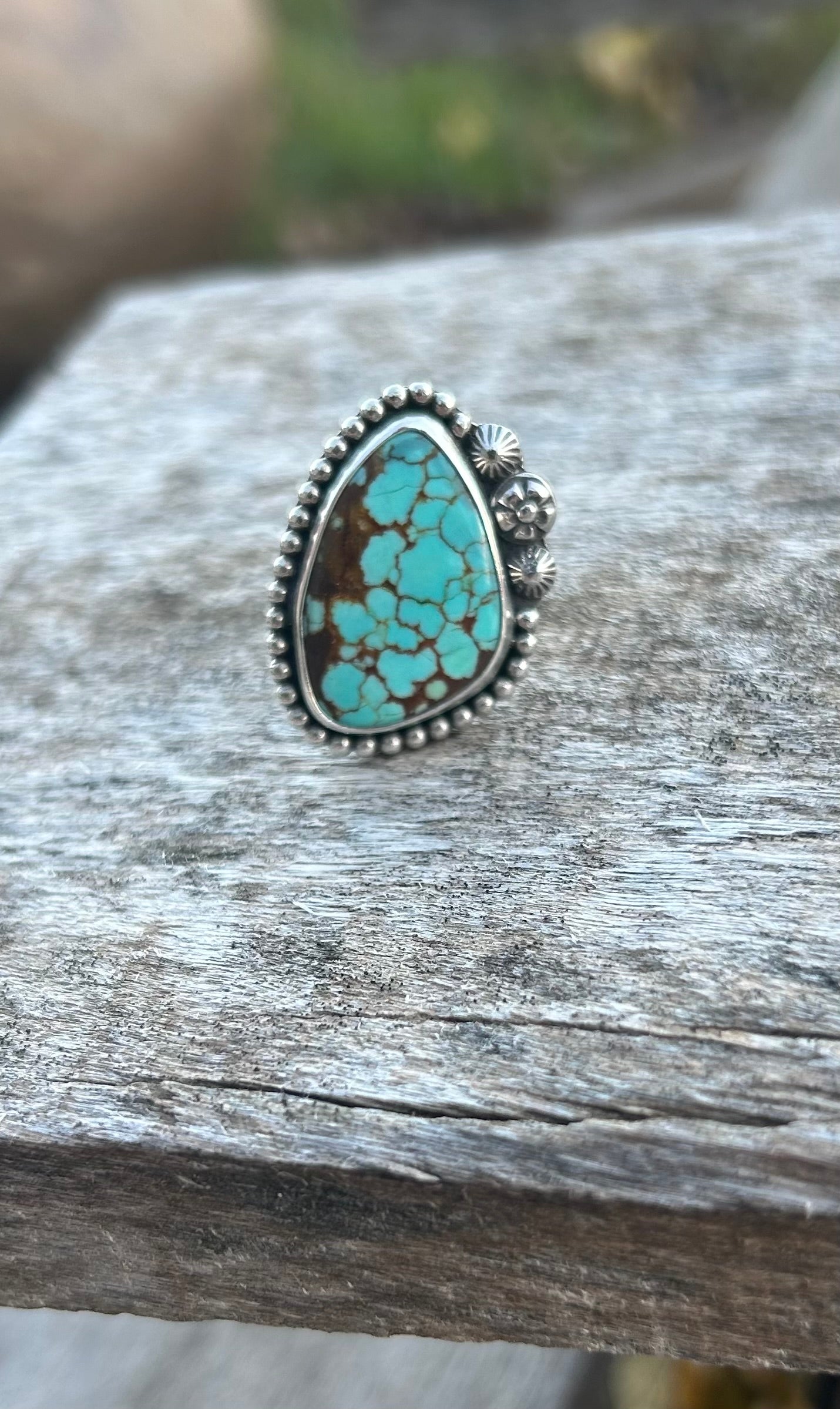 The Nova Ring. Number 8 Turquoise and Sterling Silver, US Size 8