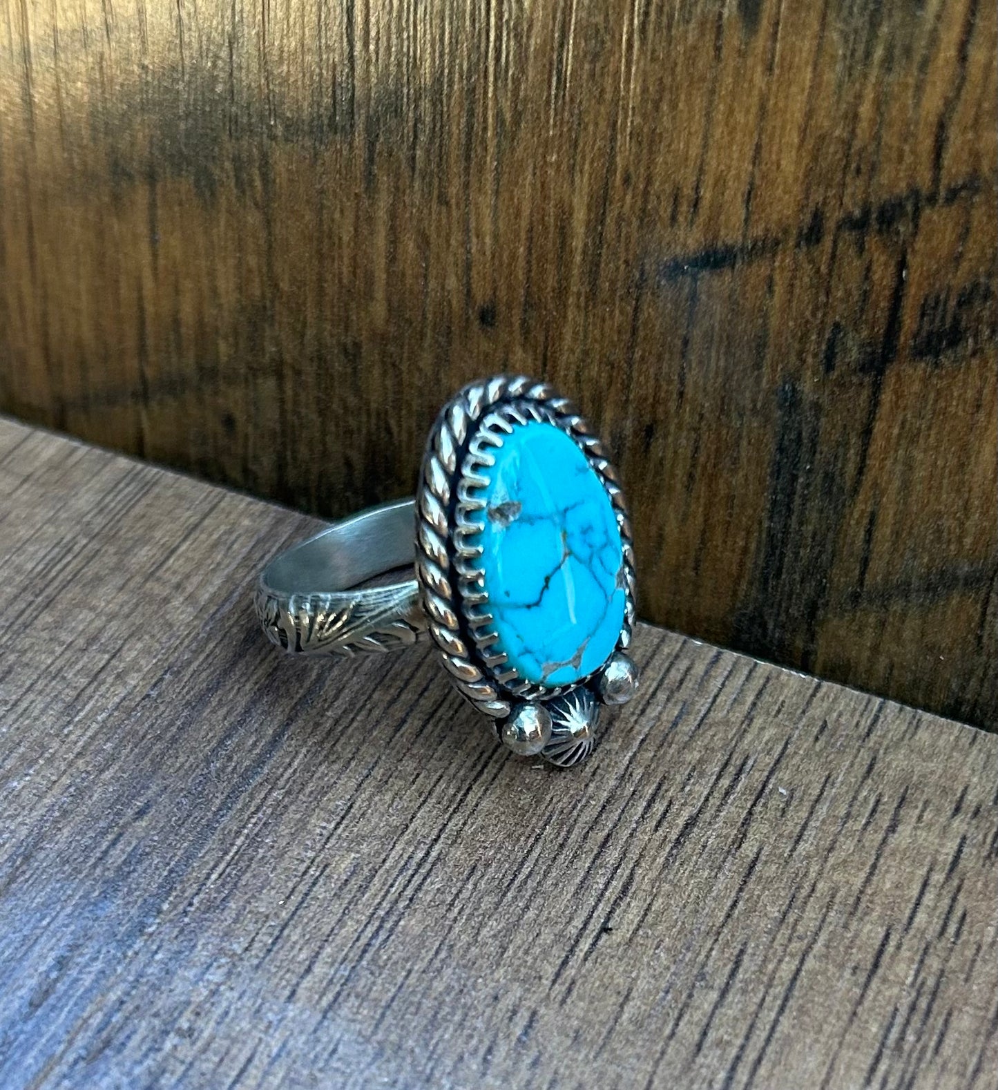 The Forrest Ring, Sierra Nevada Turquoise & Solid Sterling Silver, US Size 7 3/4