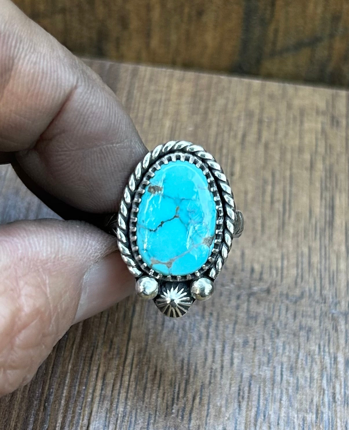 The Forrest Ring, Sierra Nevada Turquoise & Solid Sterling Silver, US Size 7 3/4