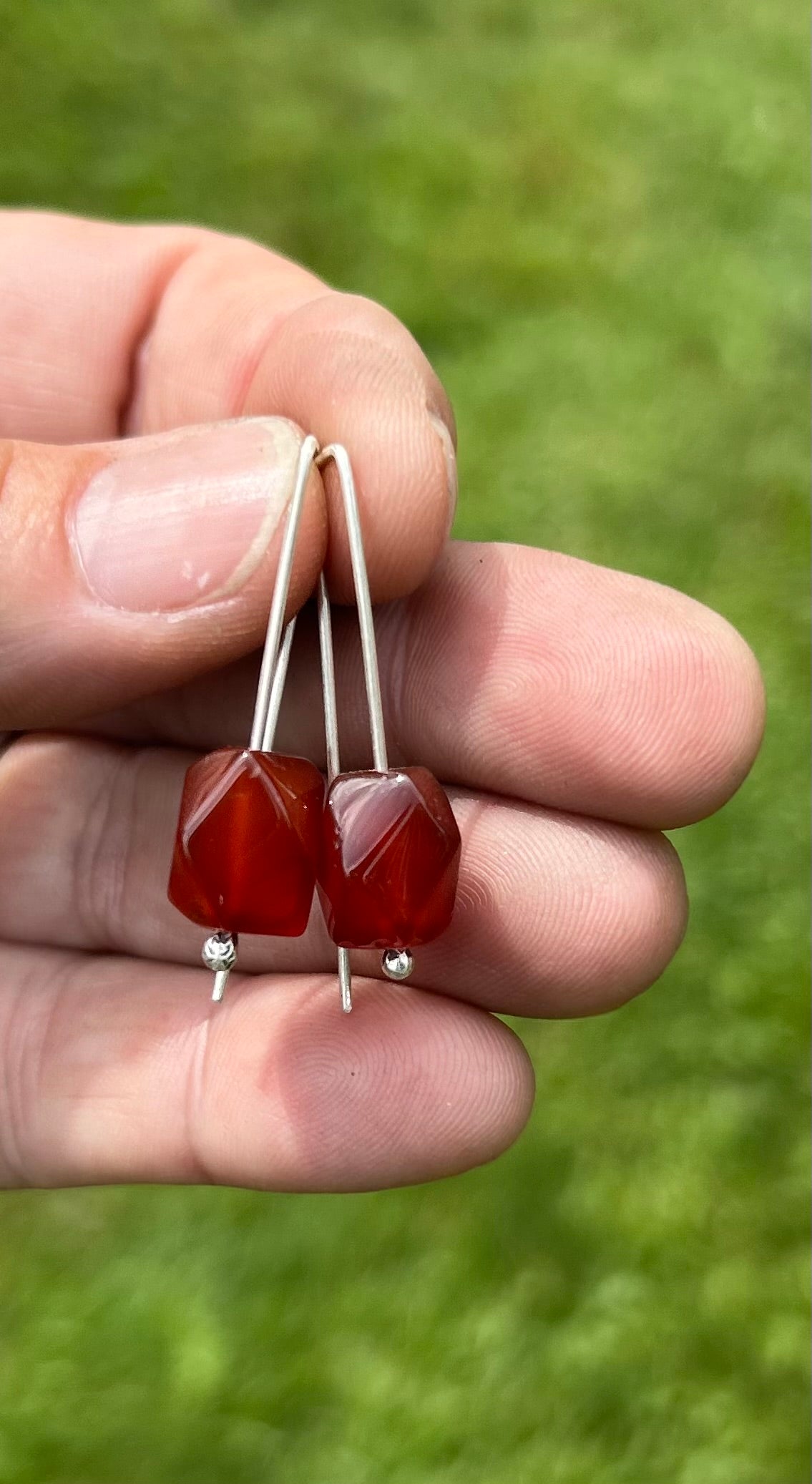 The Andia Earrings, Carnelian and Sterling Silver Earrings