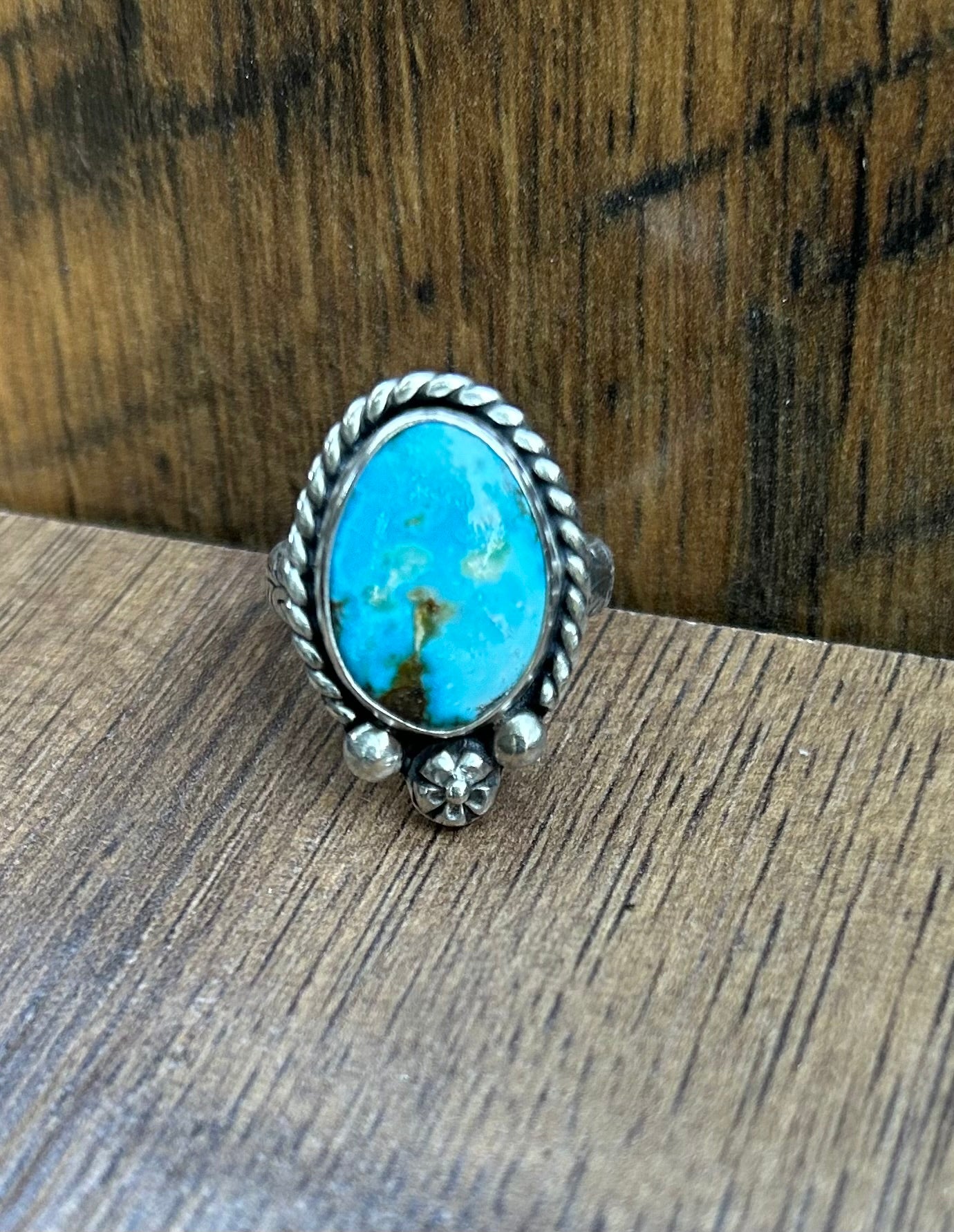 The Wilder Ring, Kingman Turquoise & Solid Sterling Silver, US Size 7