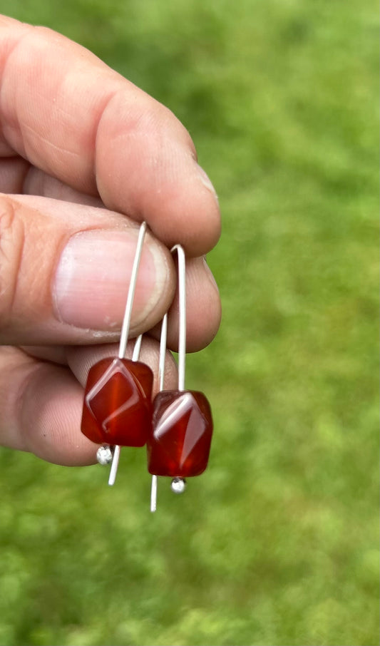 The Andia Earrings, Carnelian and Sterling Silver Earrings