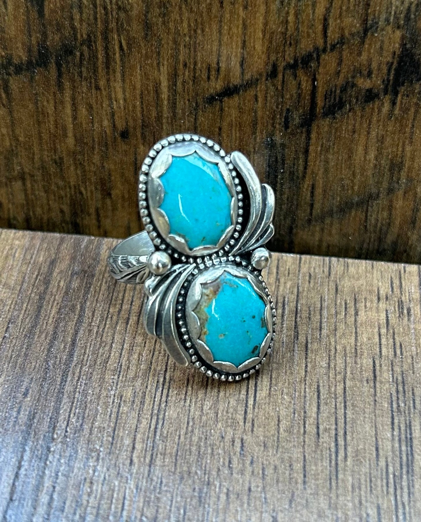 The Lupin Ring, Royston Turquoise & Solid Sterling Silver, US Size 8