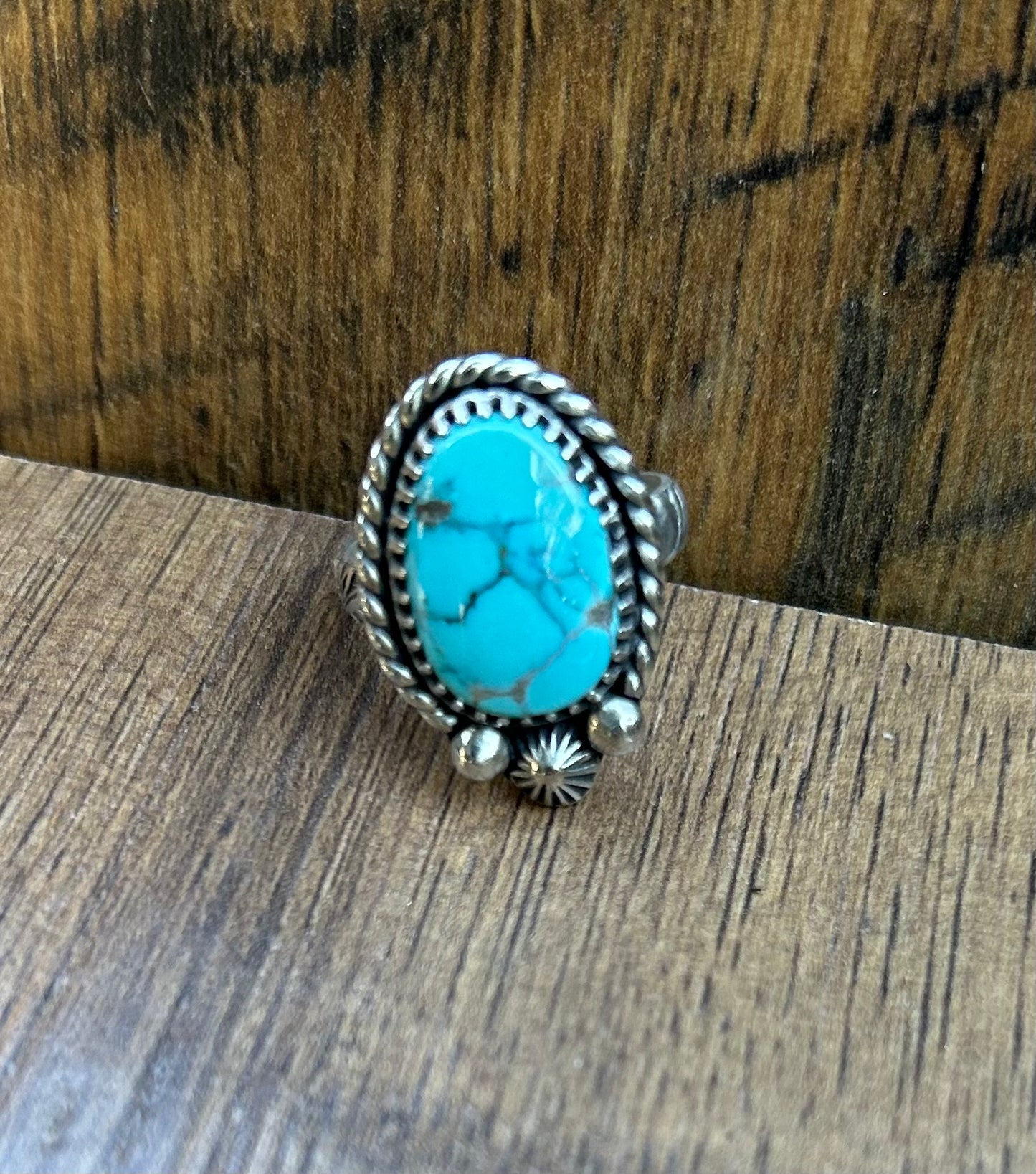 The Forrest Ring, Sierra Nevada Turquoise & Solid Sterling Silver, US Size 7 3/4