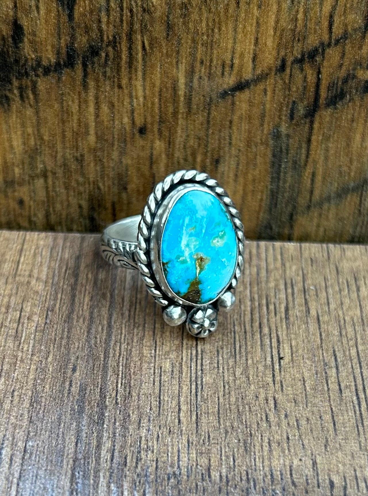 The Wilder Ring, Kingman Turquoise & Solid Sterling Silver, US Size 7