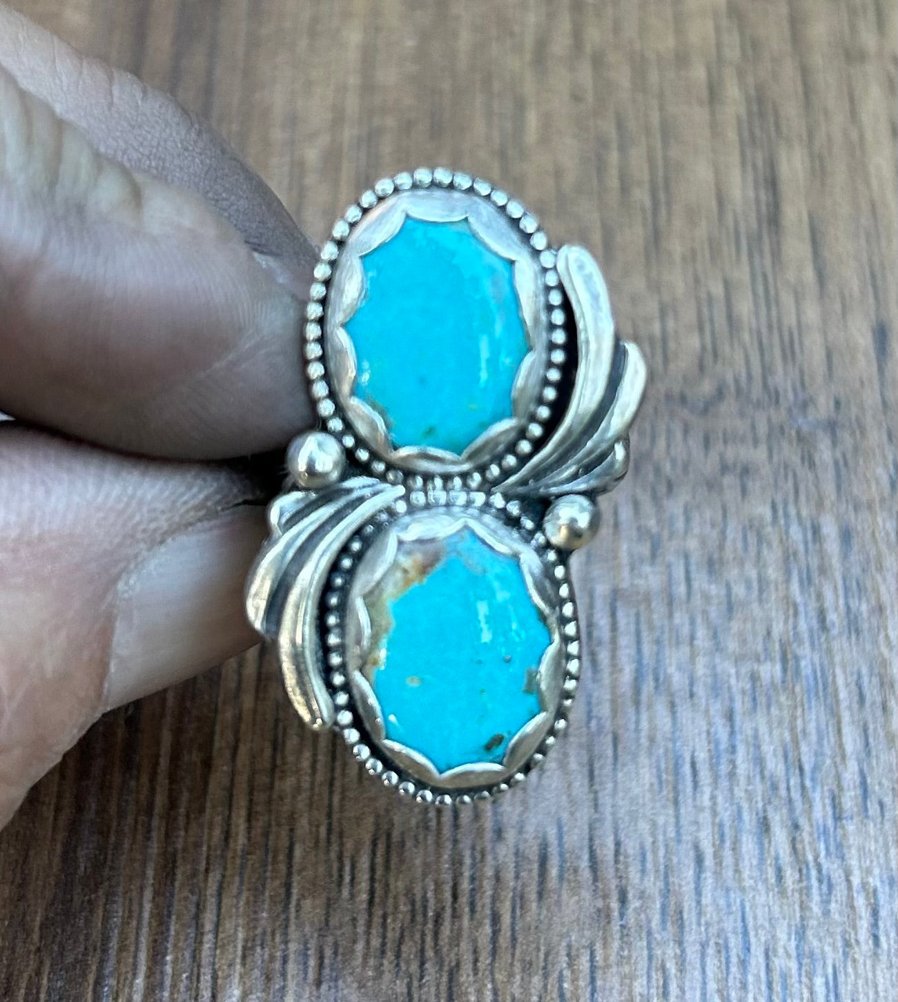 The Lupin Ring, Royston Turquoise & Solid Sterling Silver, US Size 8