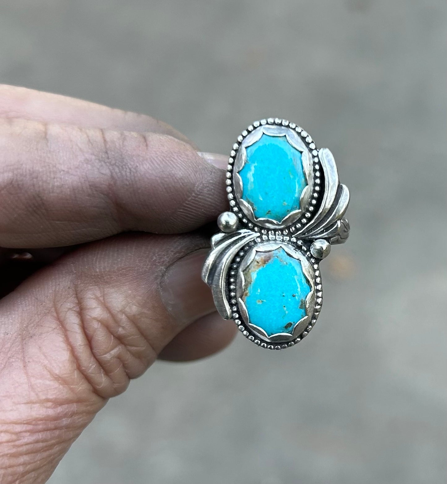 The Lupin Ring, Royston Turquoise & Solid Sterling Silver, US Size 8