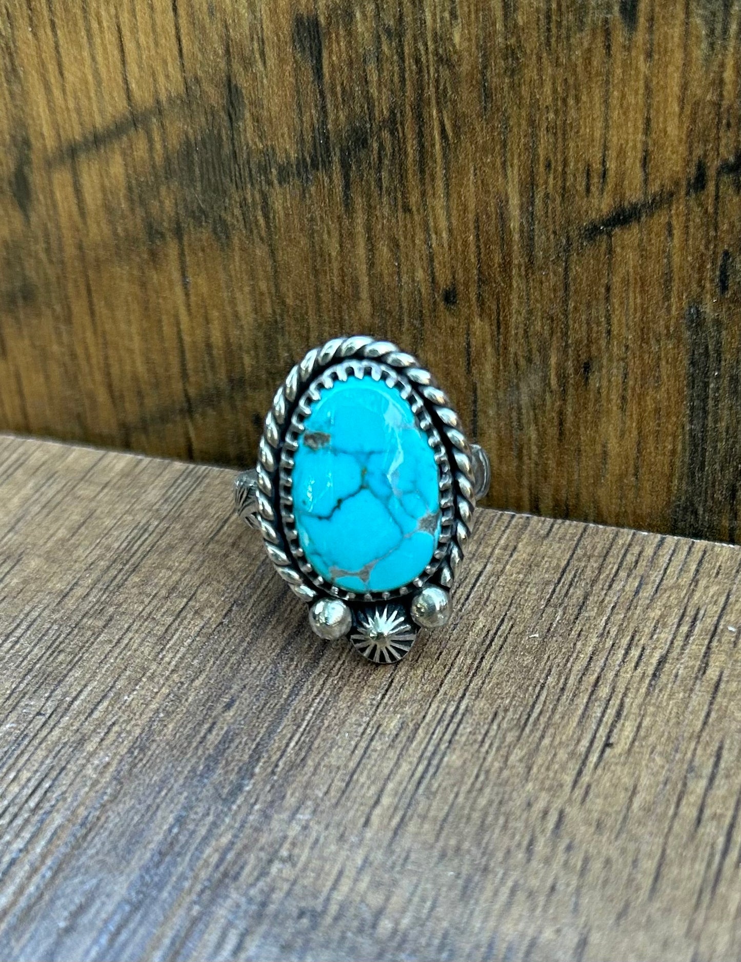 The Forrest Ring, Sierra Nevada Turquoise & Solid Sterling Silver, US Size 7 3/4