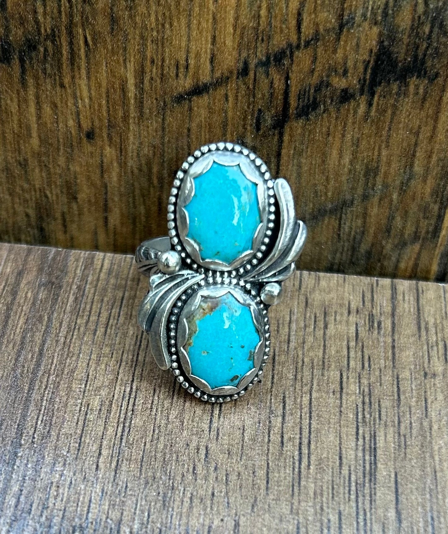 The Lupin Ring, Royston Turquoise & Solid Sterling Silver, US Size 8