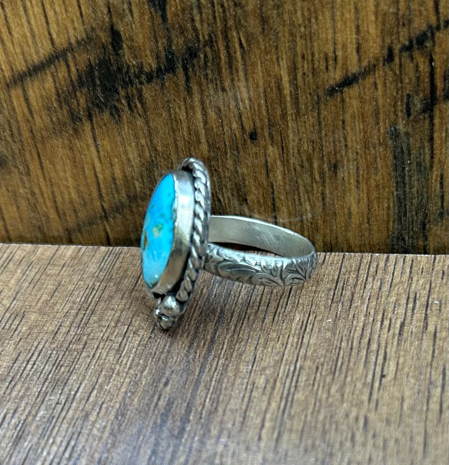 The Wilder Ring, Kingman Turquoise & Solid Sterling Silver, US Size 7