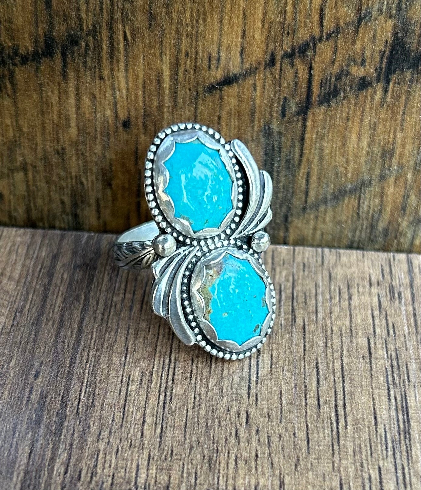 The Lupin Ring, Royston Turquoise & Solid Sterling Silver, US Size 8