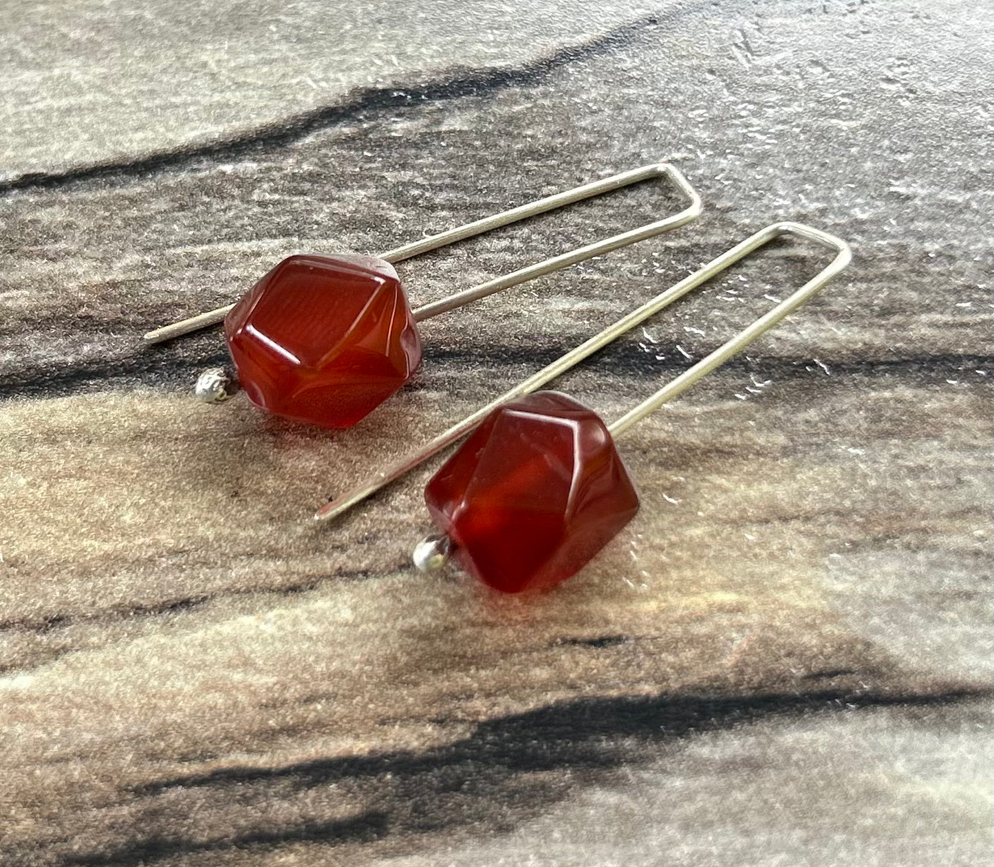 The Andia Earrings, Carnelian and Sterling Silver Earrings