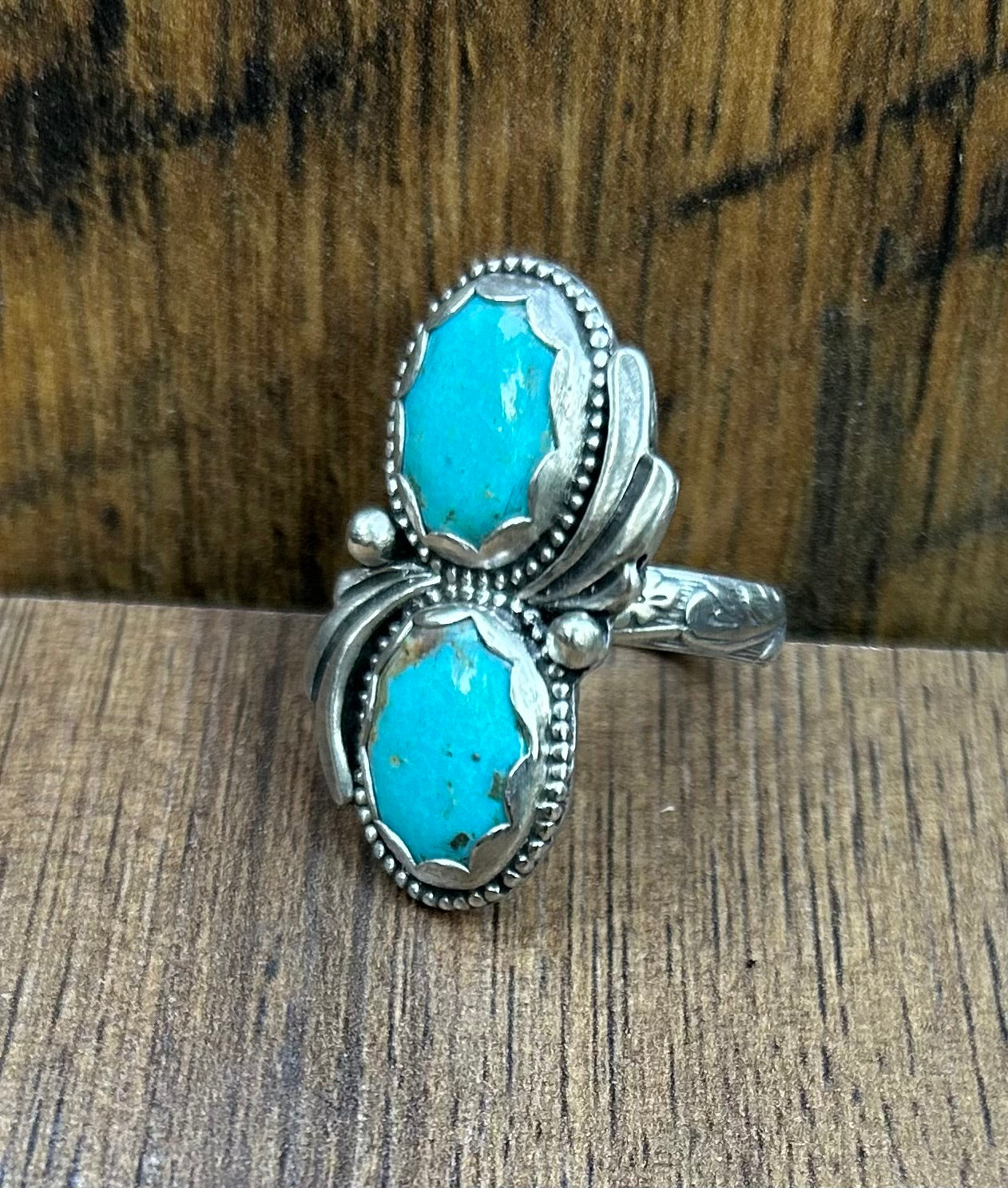 The Lupin Ring, Royston Turquoise & Solid Sterling Silver, US Size 8