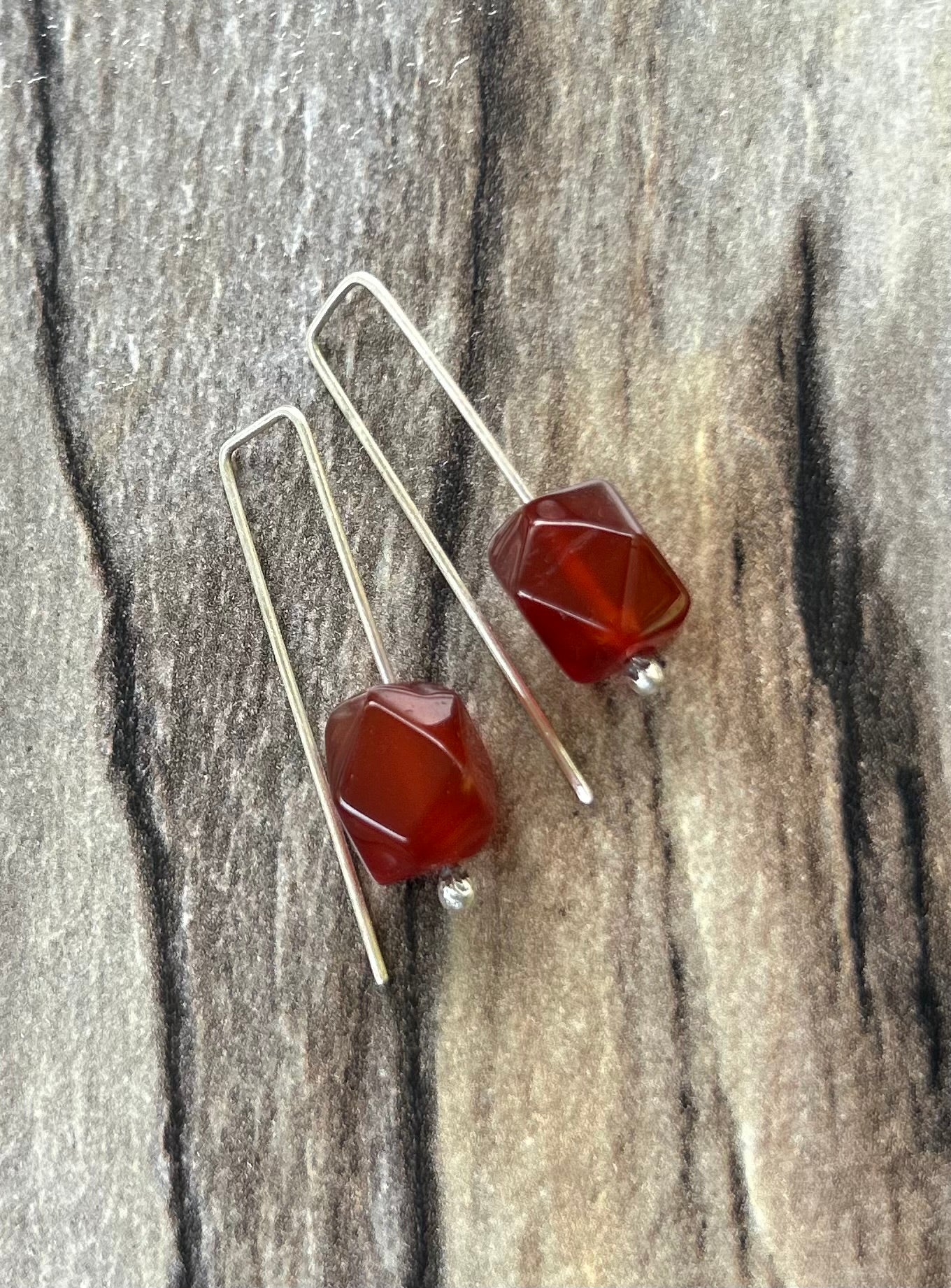 The Andia Earrings, Carnelian and Sterling Silver Earrings