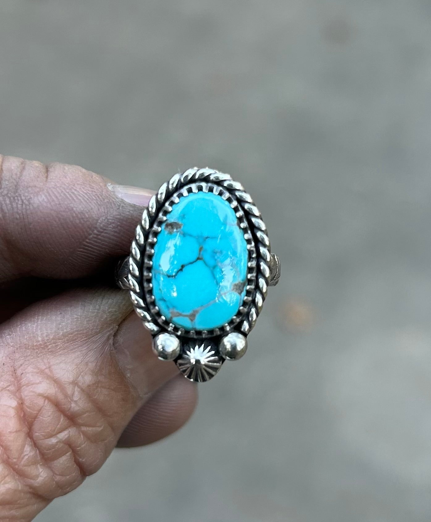 The Forrest Ring, Sierra Nevada Turquoise & Solid Sterling Silver, US Size 7 3/4