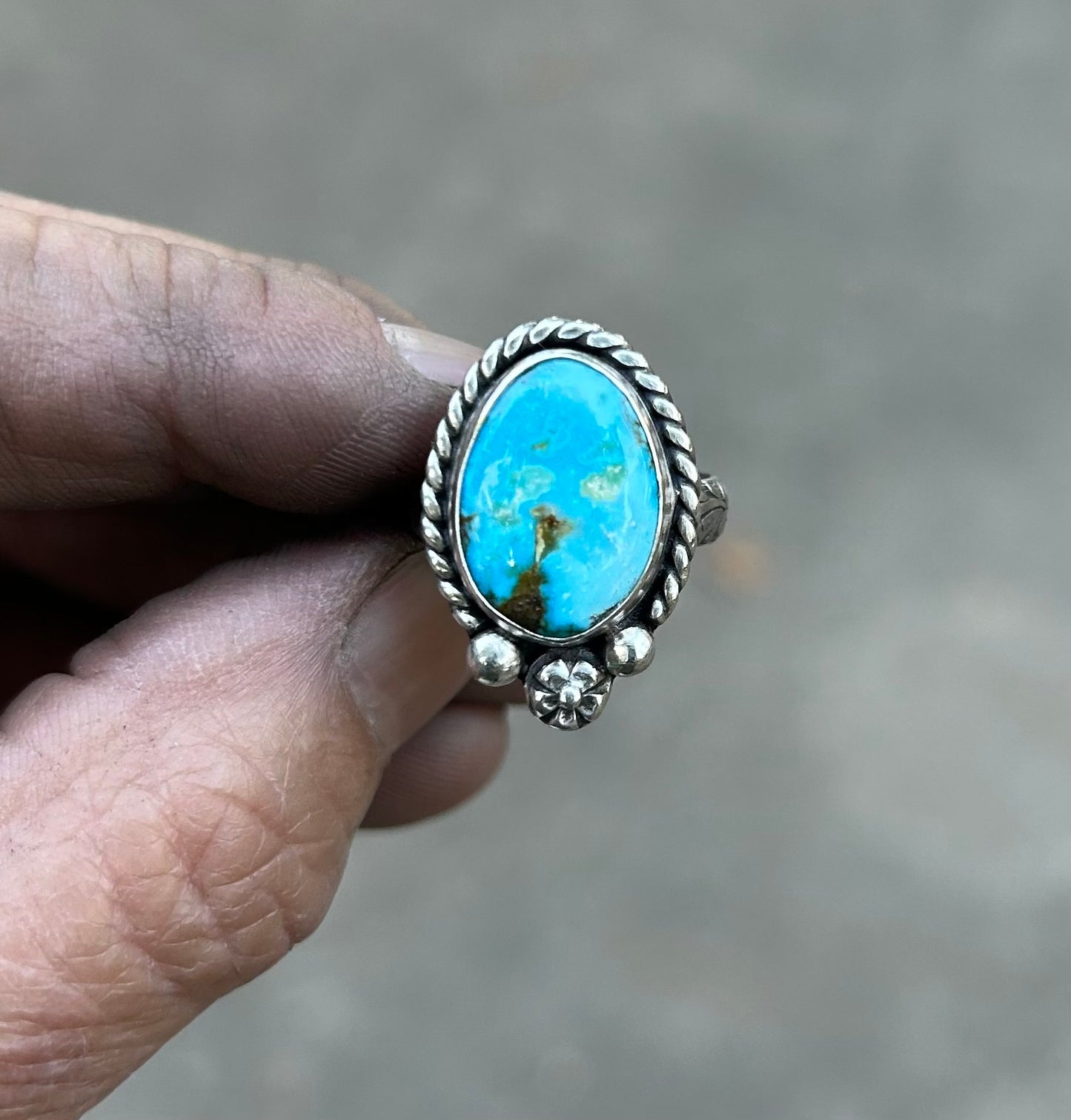 The Wilder Ring, Kingman Turquoise & Solid Sterling Silver, US Size 7