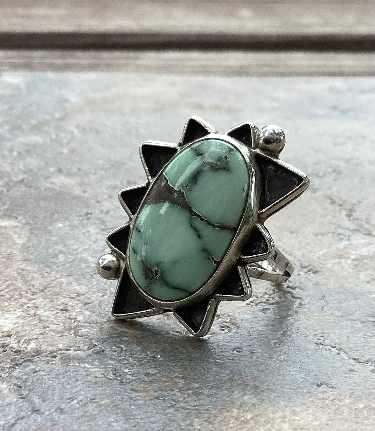 The Starship Ring, Poseidon Variscite, Split Band, US Size 7 3/4 - 8.