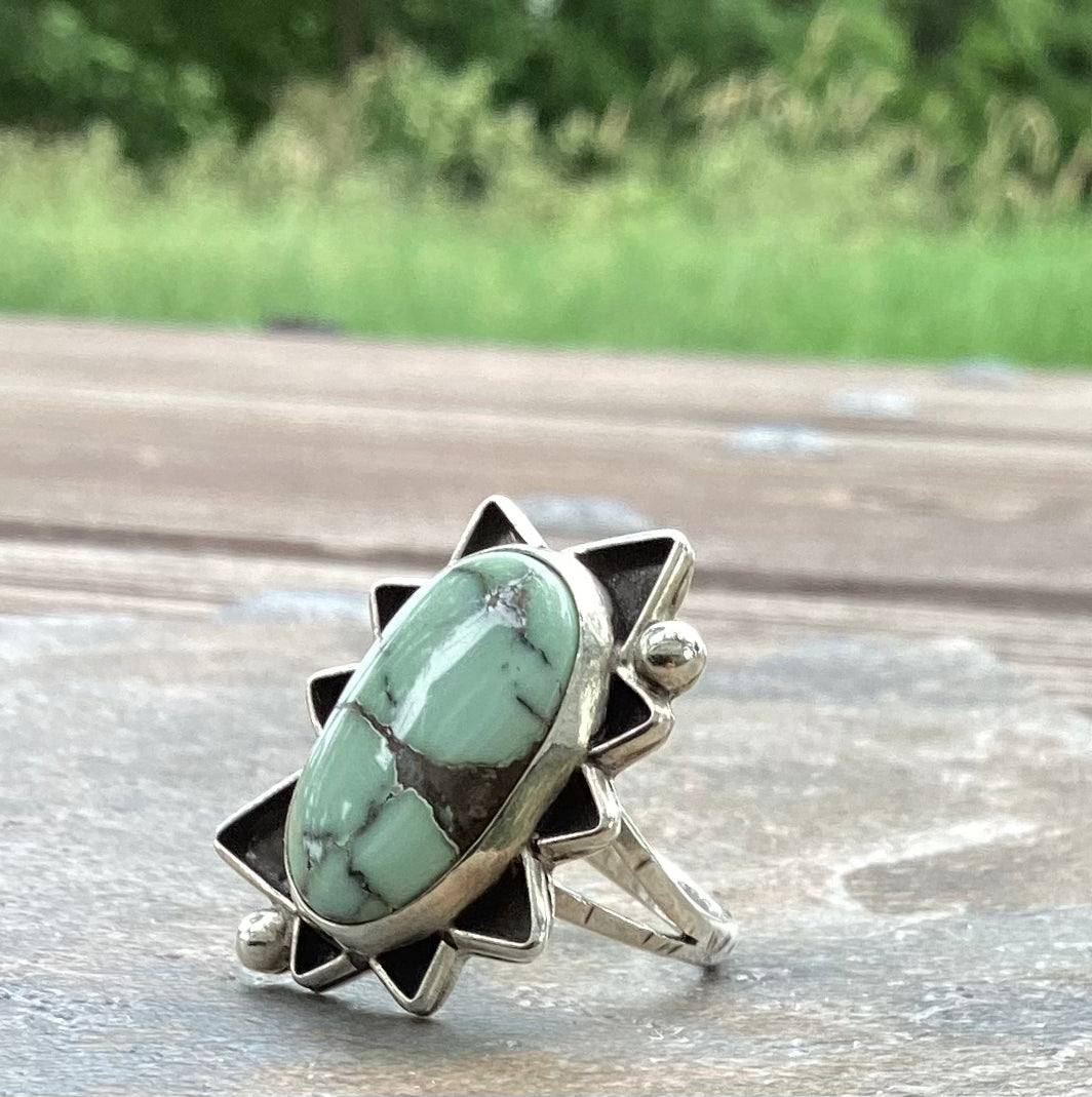 The Starship Ring, Poseidon Variscite, Split Band, US Size 7 3/4 - 8.