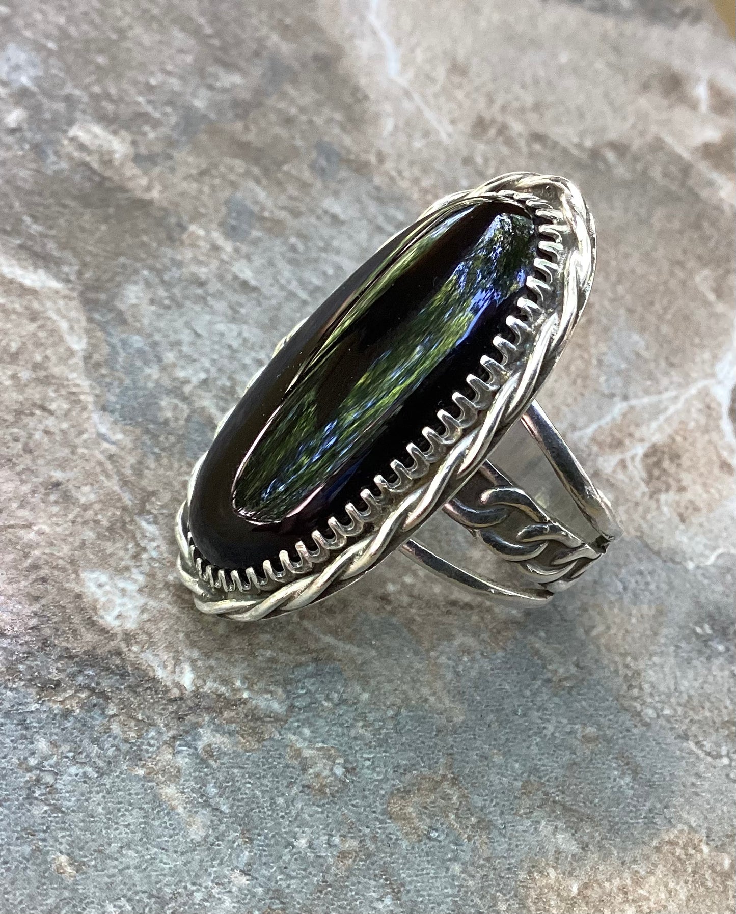 The Kellen Ring, Black Onyx, Triple Band, US 9