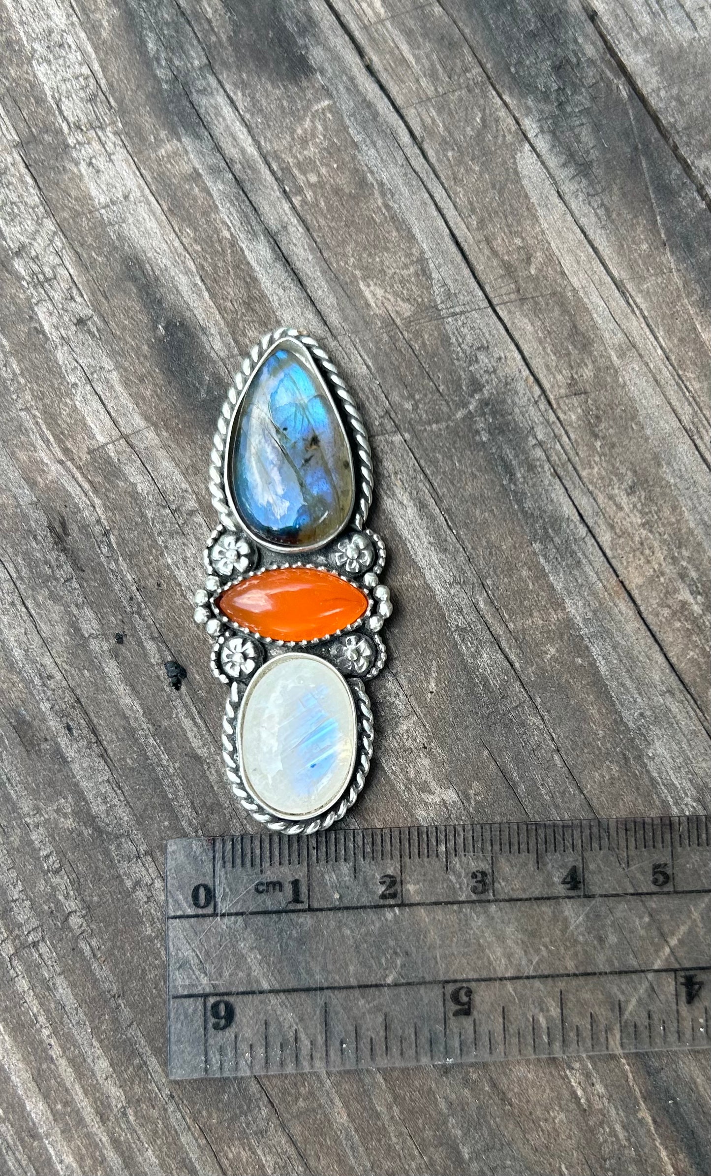 Labradorite, Carnelian and Moonstone Ring, Unfinished, You Pick Size!