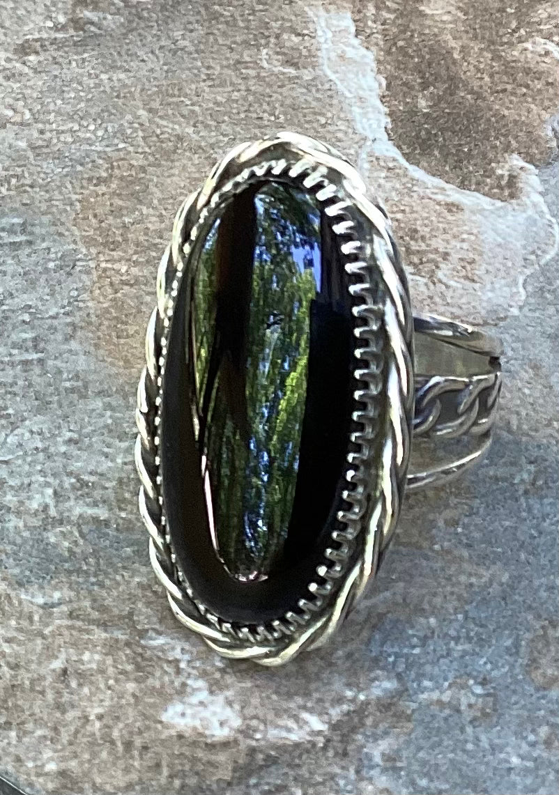 The Kellen Ring, Black Onyx, Triple Band, US 9