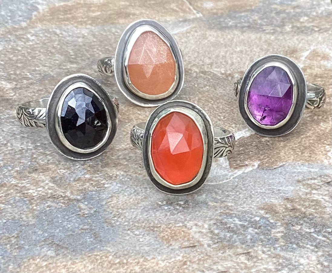 Rose Cut Natural Gemstone Ring